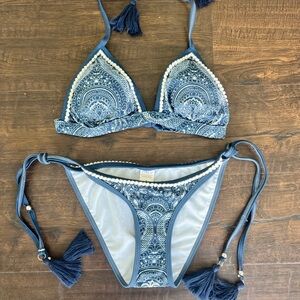 VENUS Navy and white Tassel Bikini
